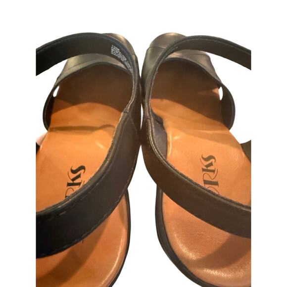 Korks by Kork-Ease Black Wedge Sandals Platform Slingback Comfort Shoes 10M - Picture 8 of 8